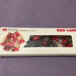 Vintage 10 Indoor Red Lantern Light Set